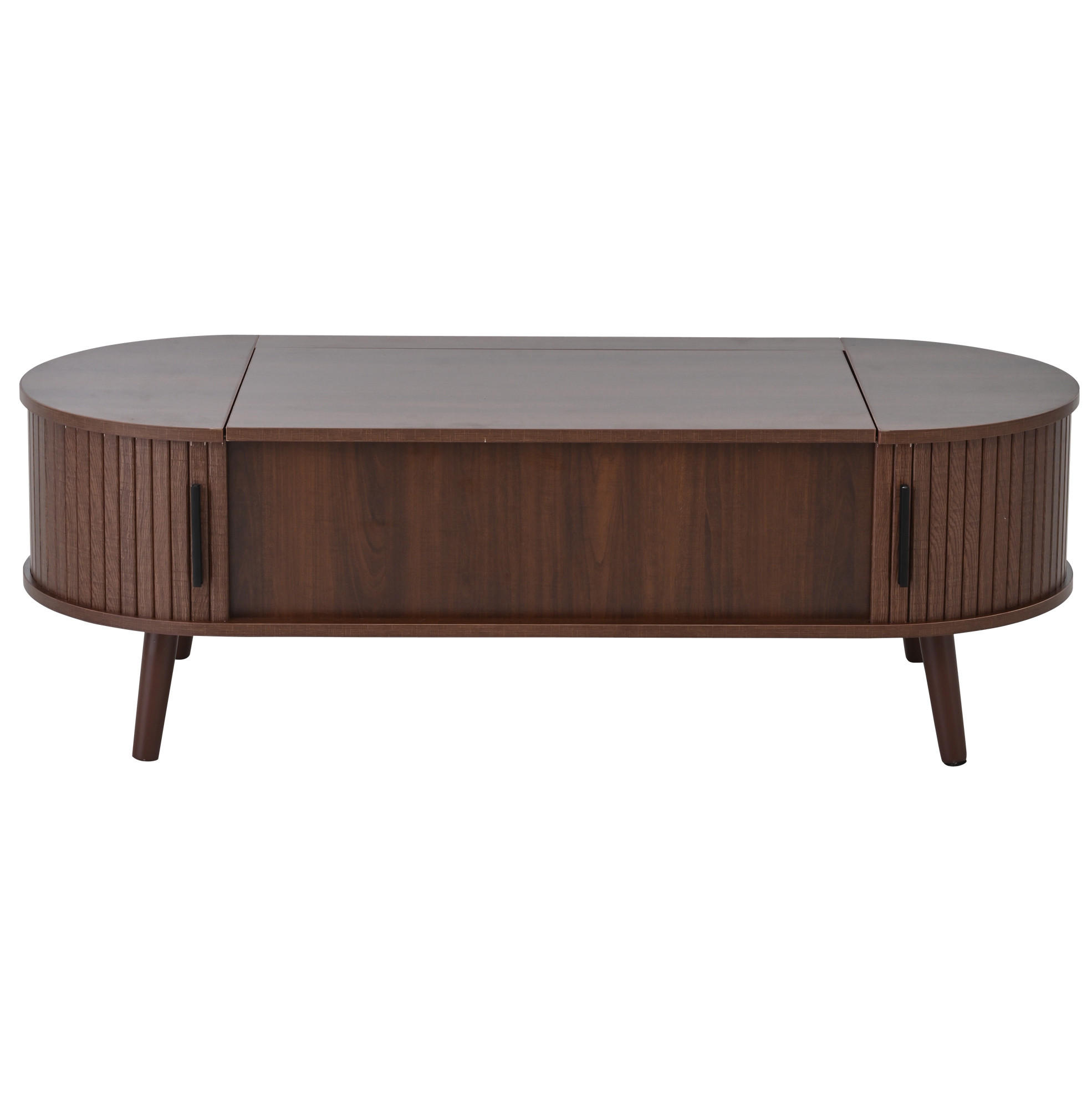 KONFERENČNÍ stolek 120/50/39,5 cm ořechový z MDF s nastavitelnou deskou a skrytým úložným prostorem - ořechová, kompozitní dřevo (120/50/39.5cm) - OKWISH