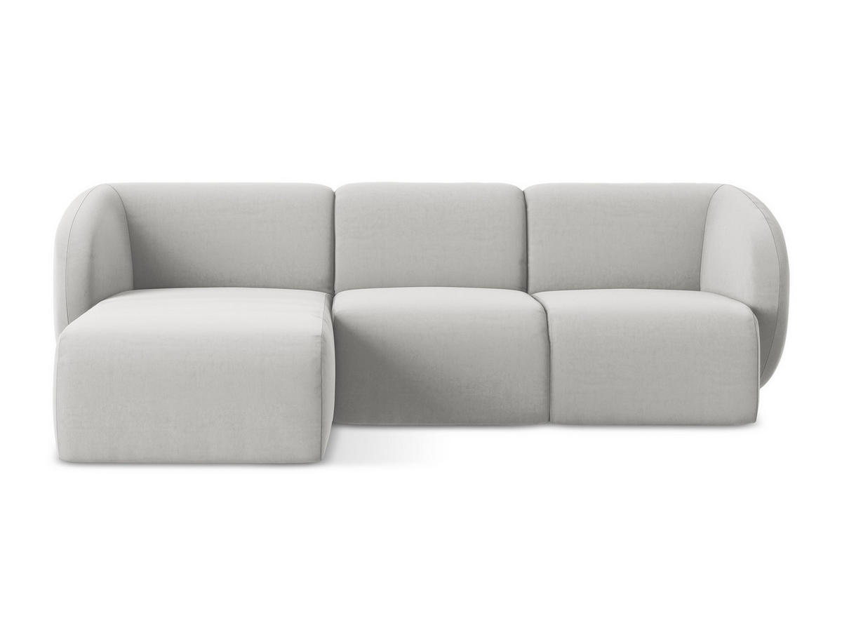 ECKSOFA Links Samt Stoff Grau - Silberfarben/Schwarz, Holzwerkstoff/Kunststoff (248/166cm) - Makamii