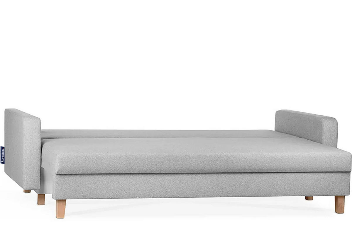 3-SITZER-SCHLAFSOFA ERISO mit weiche Sitzfläche und hohe Rückenlehne, Strukturstoff, hellgrau - Hellgrau/Braun, Textil (220/80/100cm) - KONSIMO®