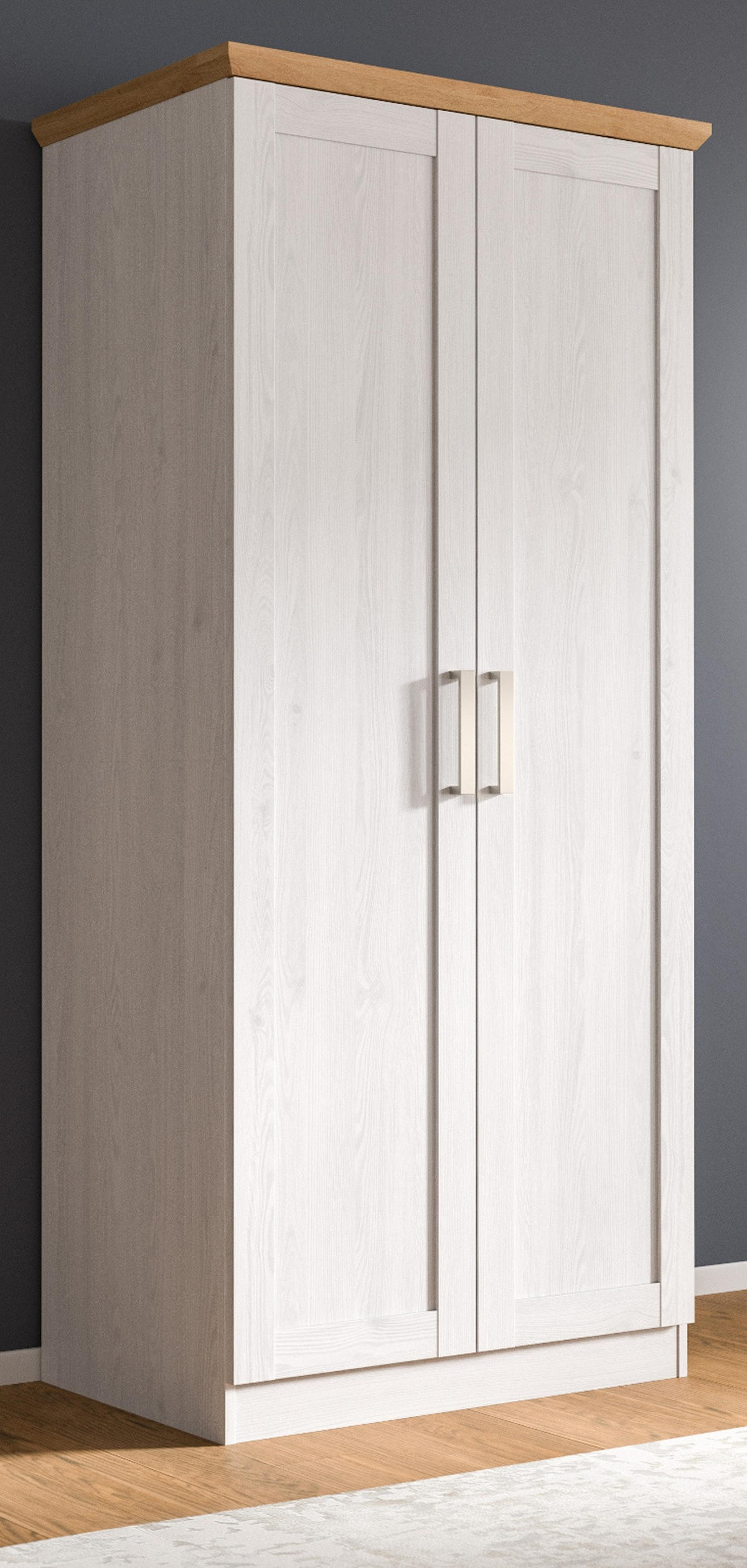 KLEIDERSCHRANK weiß Lärche, Eiche Artisan 2-türig 84 cm, Drehtürenschrank im Landhaus-Stil - Beige/Lärchefarben, Holzwerkstoff/Kunststoff (84/185/54cm) - Inn.Furn