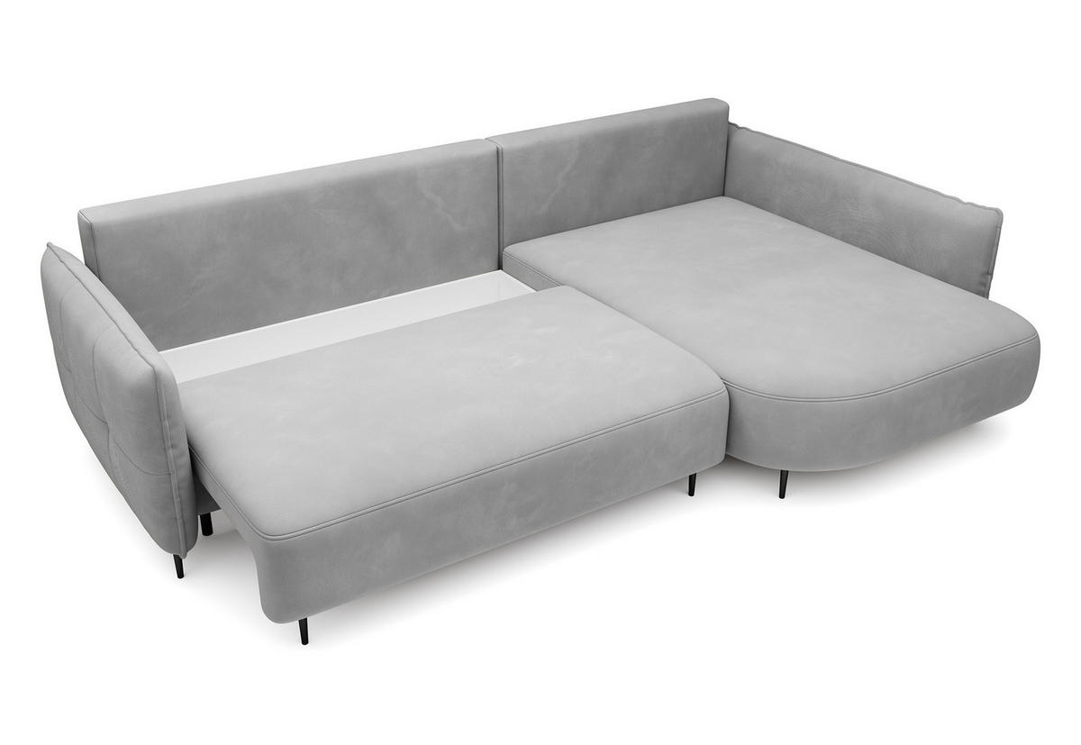 ECKSOFA Oblivio Grau Velours - Schwarz/Grau, Textil/Metall (285/200cm) - Selsey