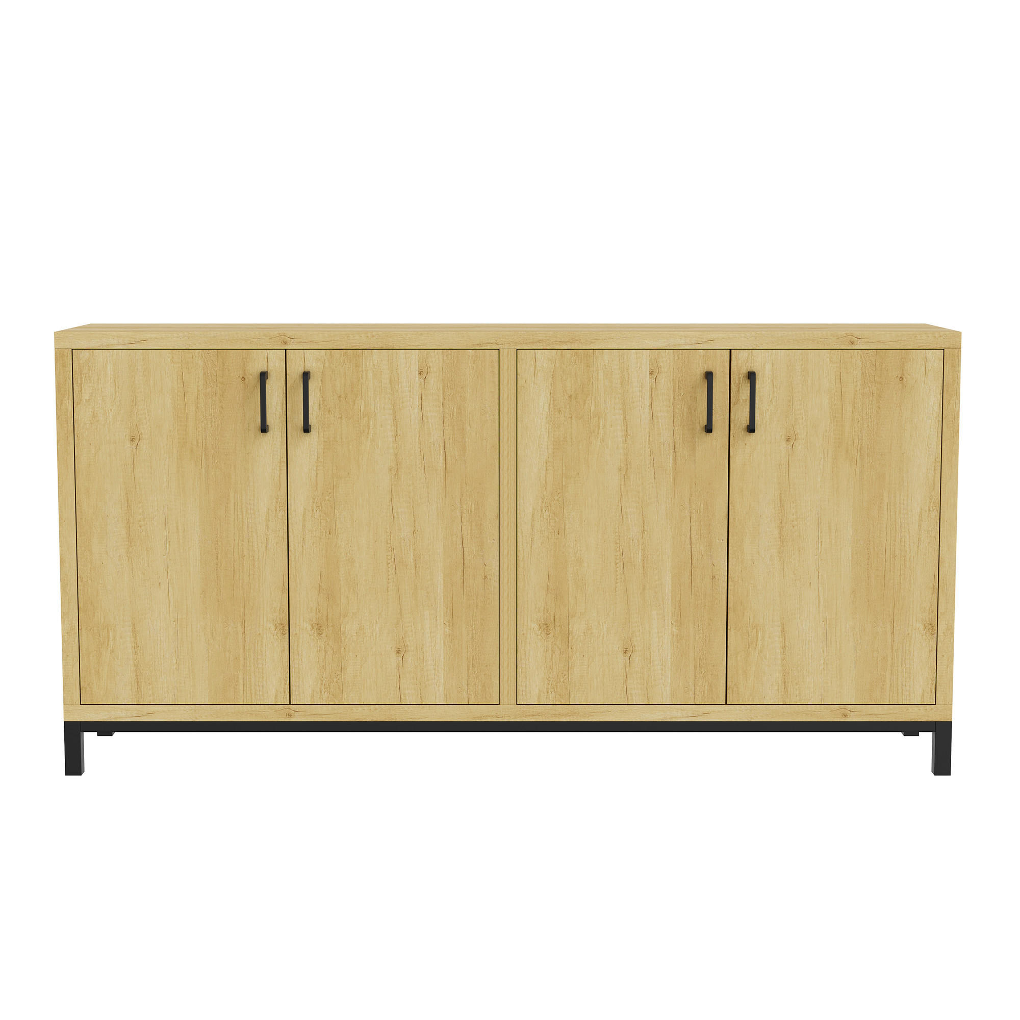 SIDEBOARD 160/35/80 cm Holzoptik Schwarz mit Metallgriffen - Naturfarben, Holz/Metall (35/80/160cm) - PARAFTA HOME