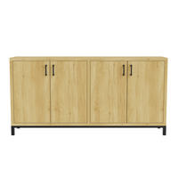 SIDEBOARD 160/35/80 cm Holzoptik Schwarz mit Metallgriffen - Naturfarben, Holz/Metall (35/80/160cm) - PARAFTA HOME
