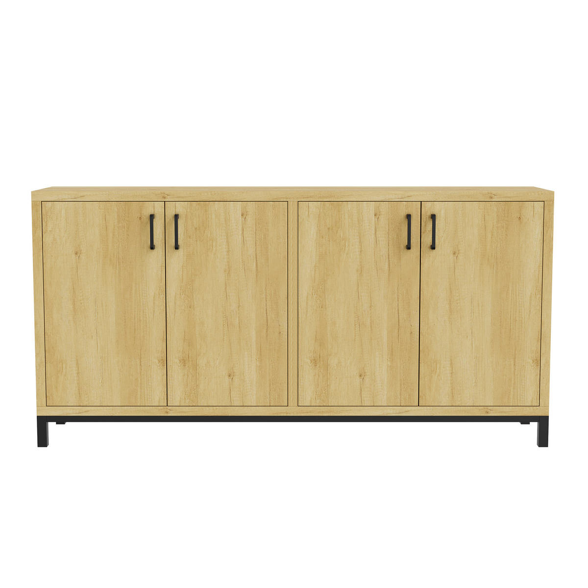 VINTAGE dubová príborník, 4 dvere, úložný priestor, antický štýl, vzhľad dreva, 160x35x80 cm - farba duba, drevo (160/80/35cm) - EuroLiving