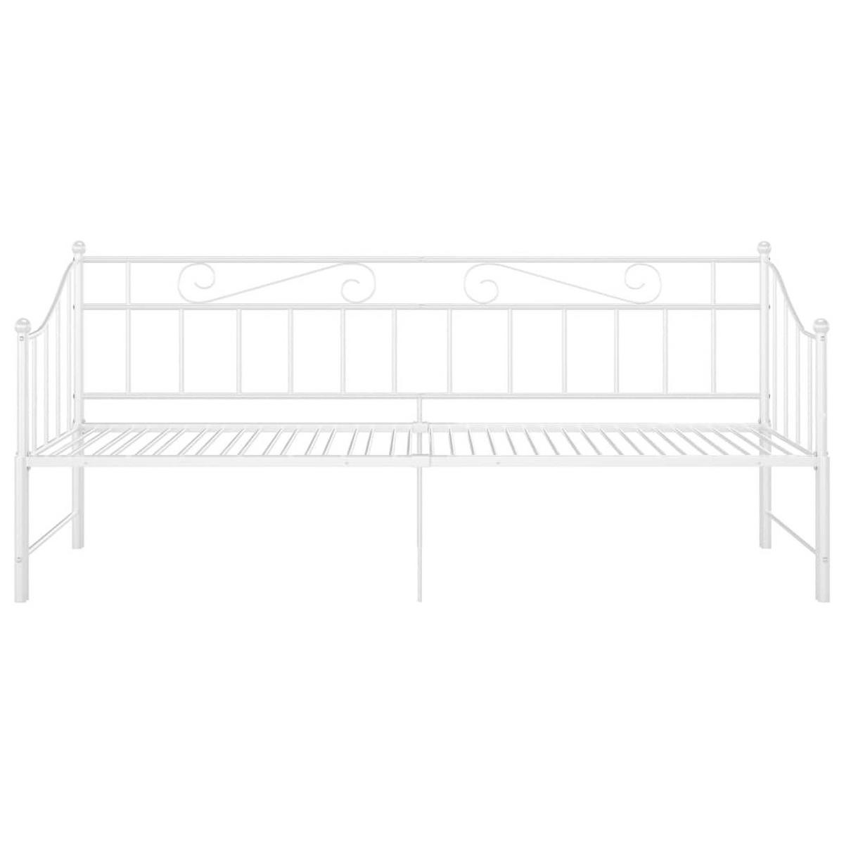 AUSZIEHSOFA BETTGESTELL WEISS METALL 90X200 CM - Weiß, Metall - vidaXL