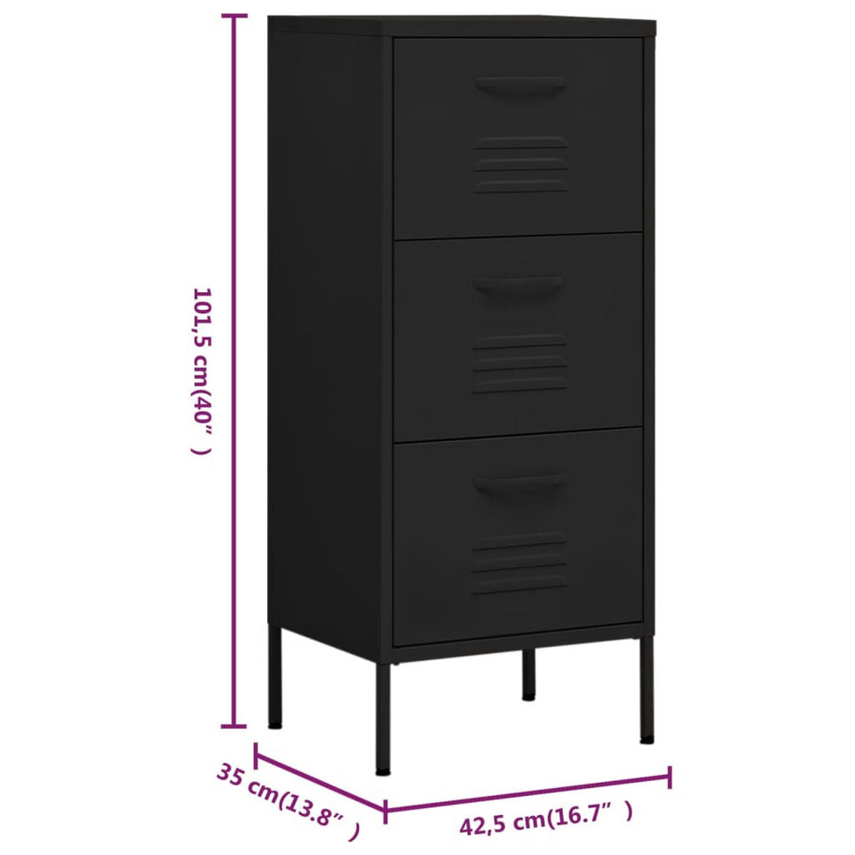 LAGERSCHRANK Schwarz 42,5/35/101,5 Cm Stahl - Schwarz, Metall (42.5/101.5/35cm) - vidaXL