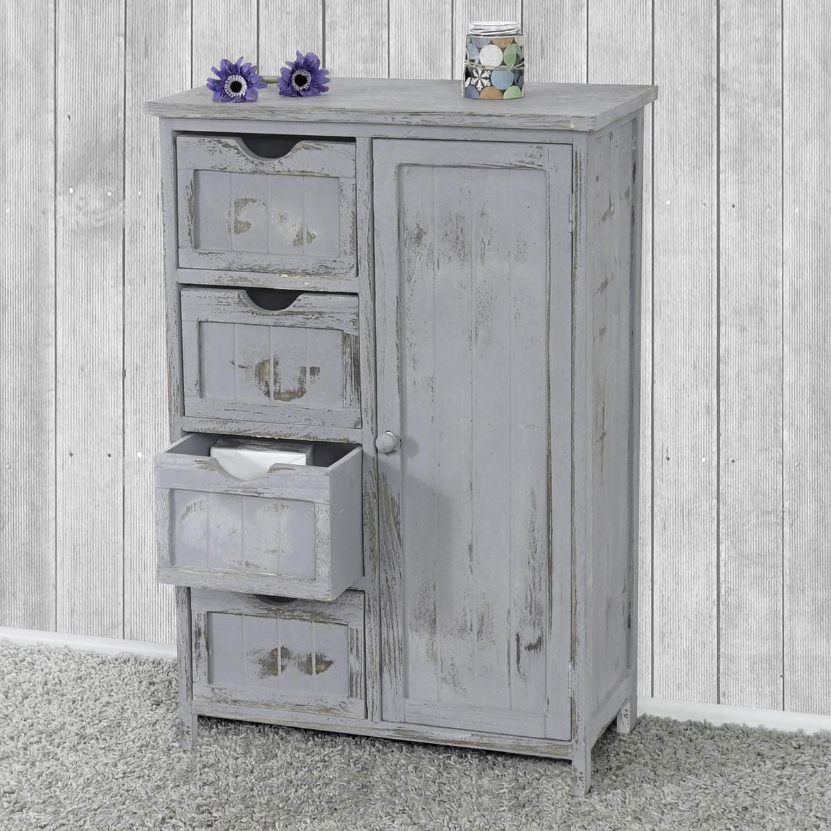 KOMMODE Grau - Grau, Holz (55/82/30cm) - MCW
