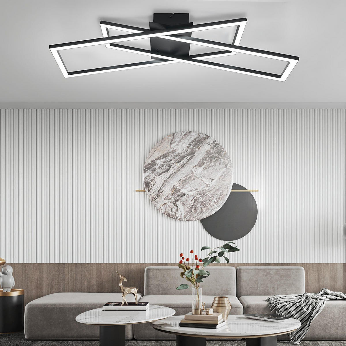 LED-DECKENLEUCHTE Lowry 22/67/13.5cm - Schwarz, Metall (67/22/13.5cm) - Nettlife