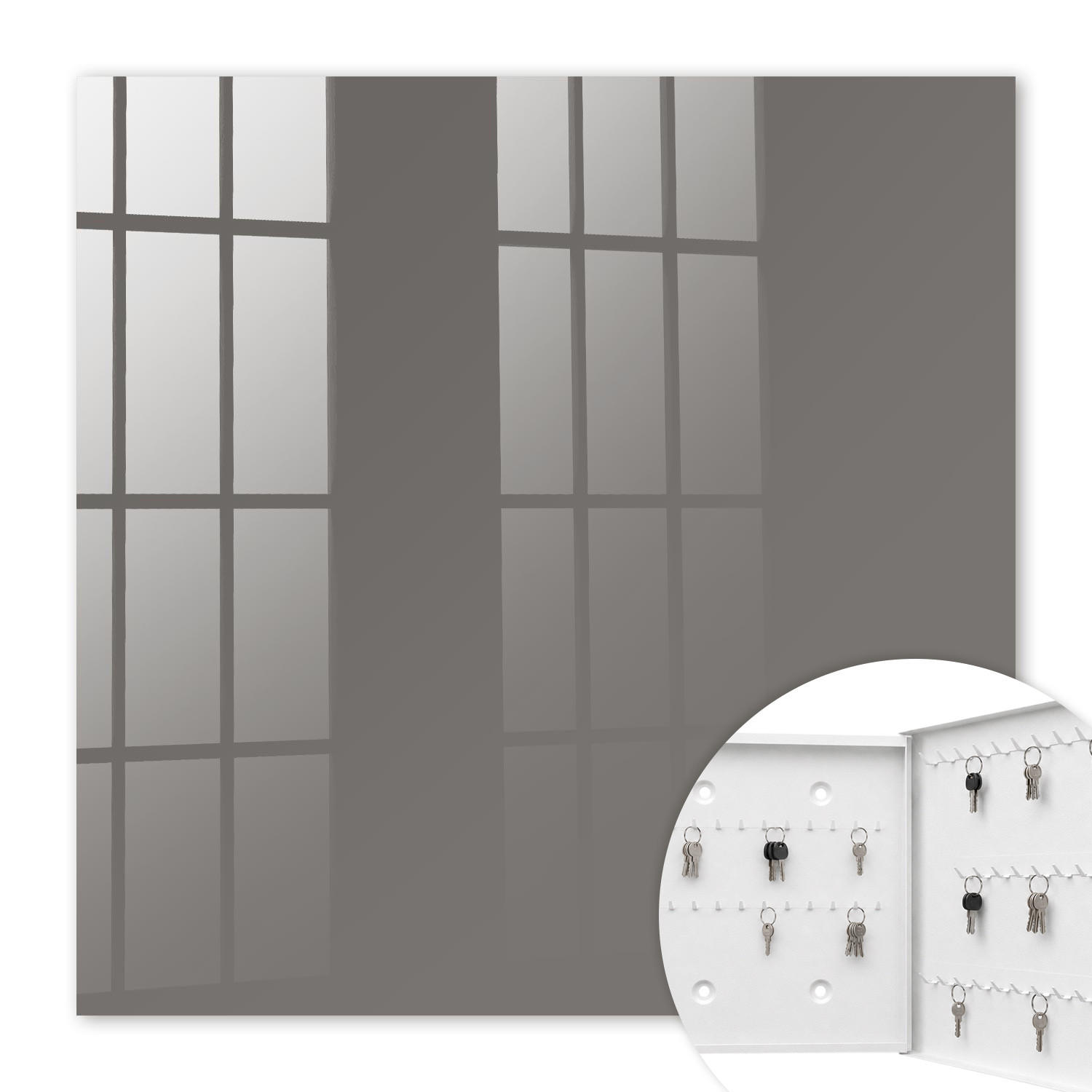 SCHLÜSSELBOX Weiß 30x30 cm – Türöffnung nach rechts - Hellbraun - Braun, Metall (30/30/5cm) - TULUP
