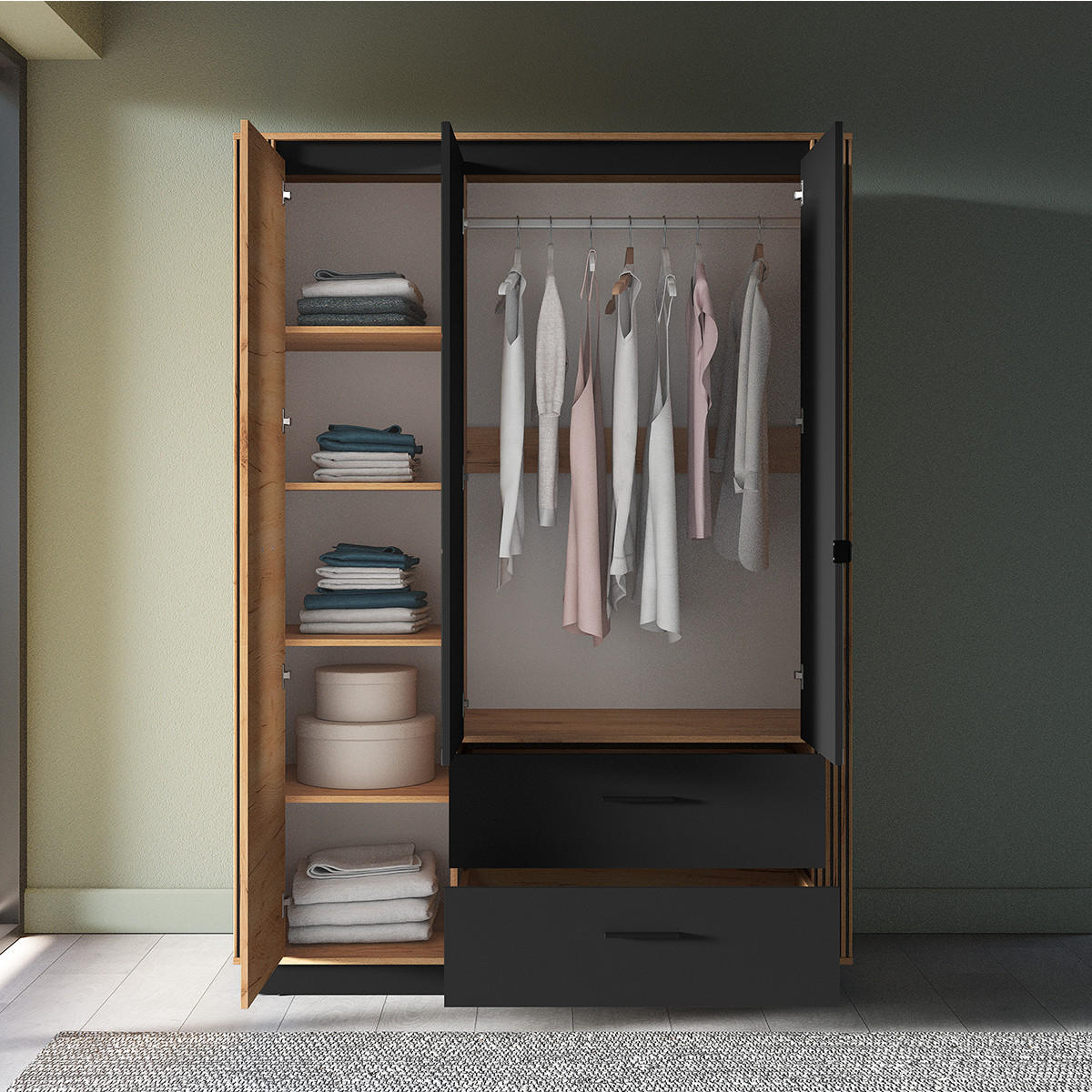 SKŘÍŇ 3DVEŘOVÁ Solal Dřevo - hnědá, kompozitní dřevo (150/210/58cm) - Petits-meubles