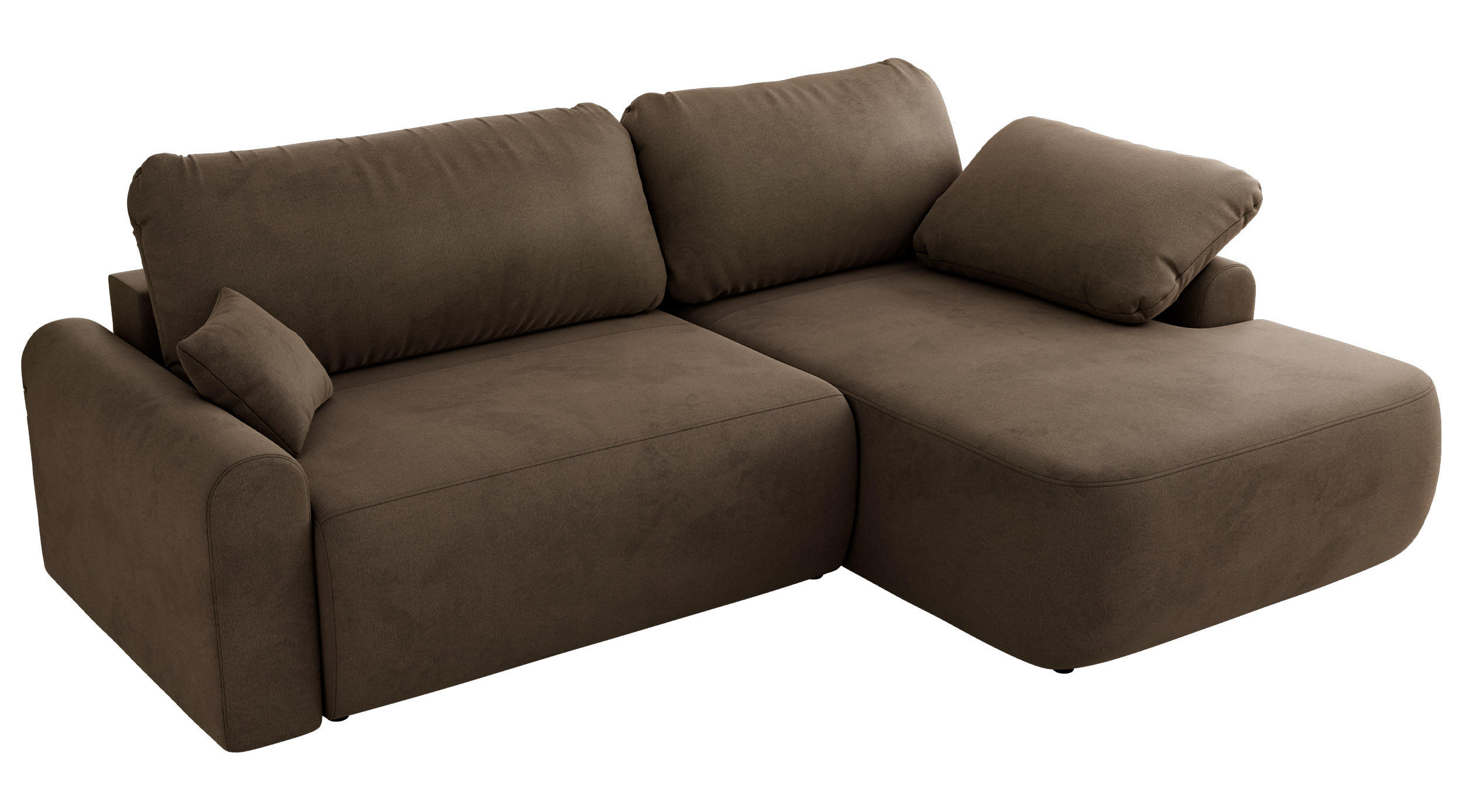ECKSCHLAFSOFA CUBO L Braun Velvet - rechts - Schwarz/Braun, Kunststoff/Textil (187/273cm) - MKS