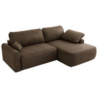 ECKSCHLAFSOFA CUBO L Braun Velvet - rechts - Schwarz/Braun, Kunststoff/Textil (187/273cm) - MKS