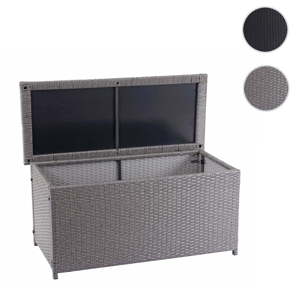 KISSENBOX aus Poly-Rattan HxBxT 63x135x52cm Basic grau 320L - Grau, Kunststoff (135/63/52cm) - PROREGAL