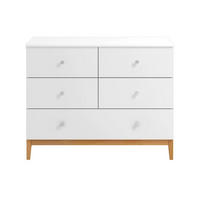 HOLZKOMMODE Livia mit silbernen griffen, Weiß/Naturfarben - Silberfarben/Buchefarben, Holz/Buchenholz (120/93/43cm) - Visby