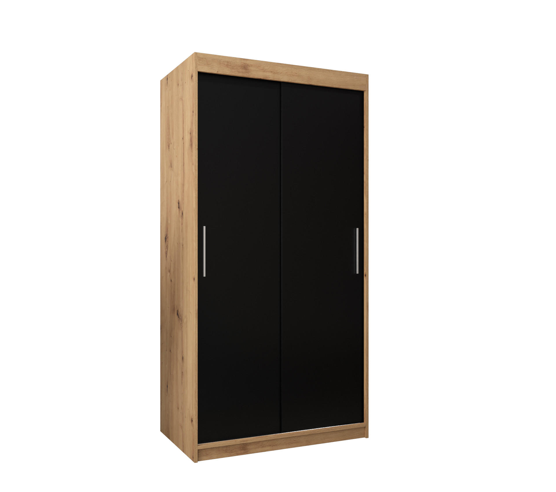SCHWEBETÜRENSCHRANK 200/100/62 2-türig - Silberfarben/Schwarz, Holz/Kunststoff (100/200/62cm) - Abiks Möbel
