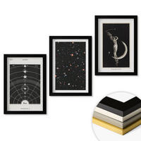 WANDBILDER 3er-Set - 20x30 cm Schwarzer Rahmen - Nachtdarstellung des Sonnensystems - Schwarz, Kunststoff (20/30cm) - ArtPrintCave