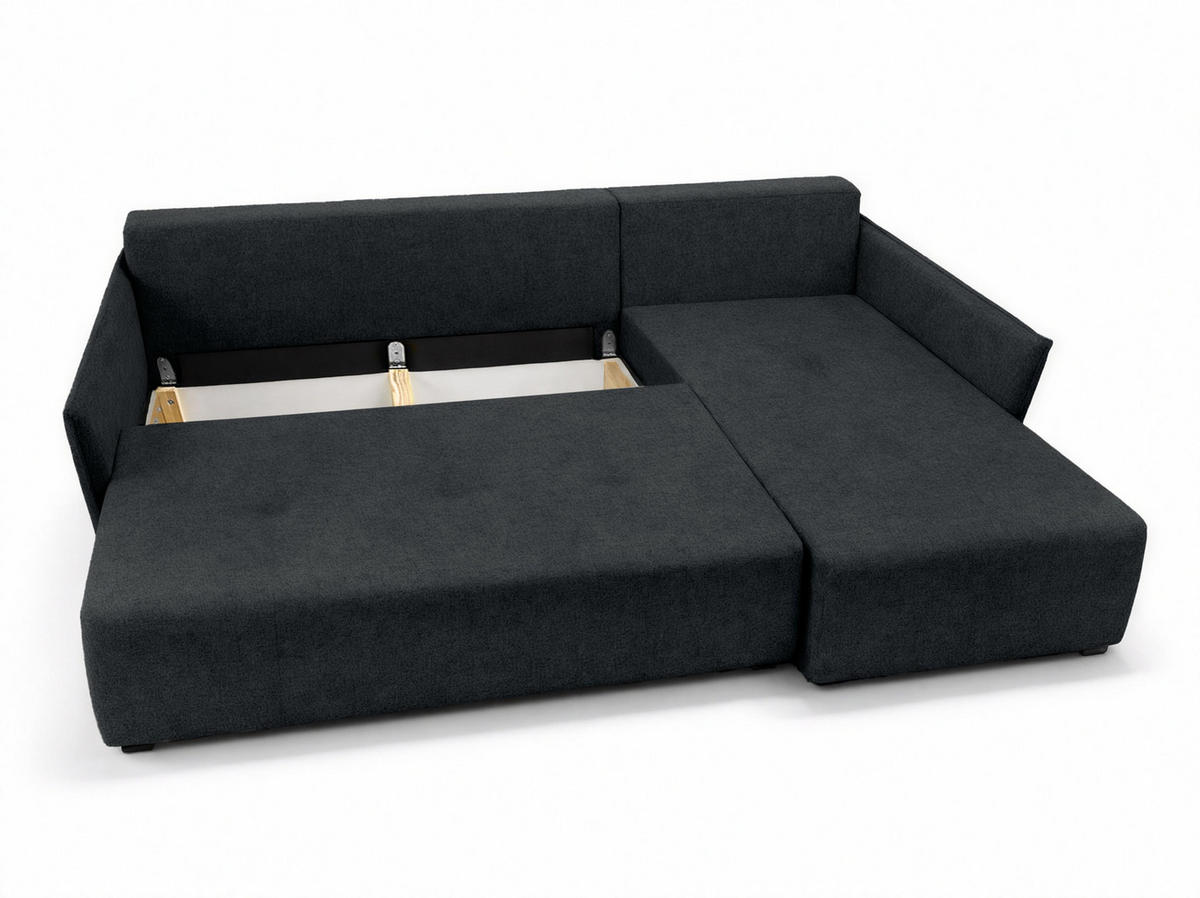 ECKSOFA L Form Damascus Schwarz 212/143/88 cm Rechts mit Schlaffunktion - Schwarz, Kunststoff/Textil (212/143cm) - AX Living