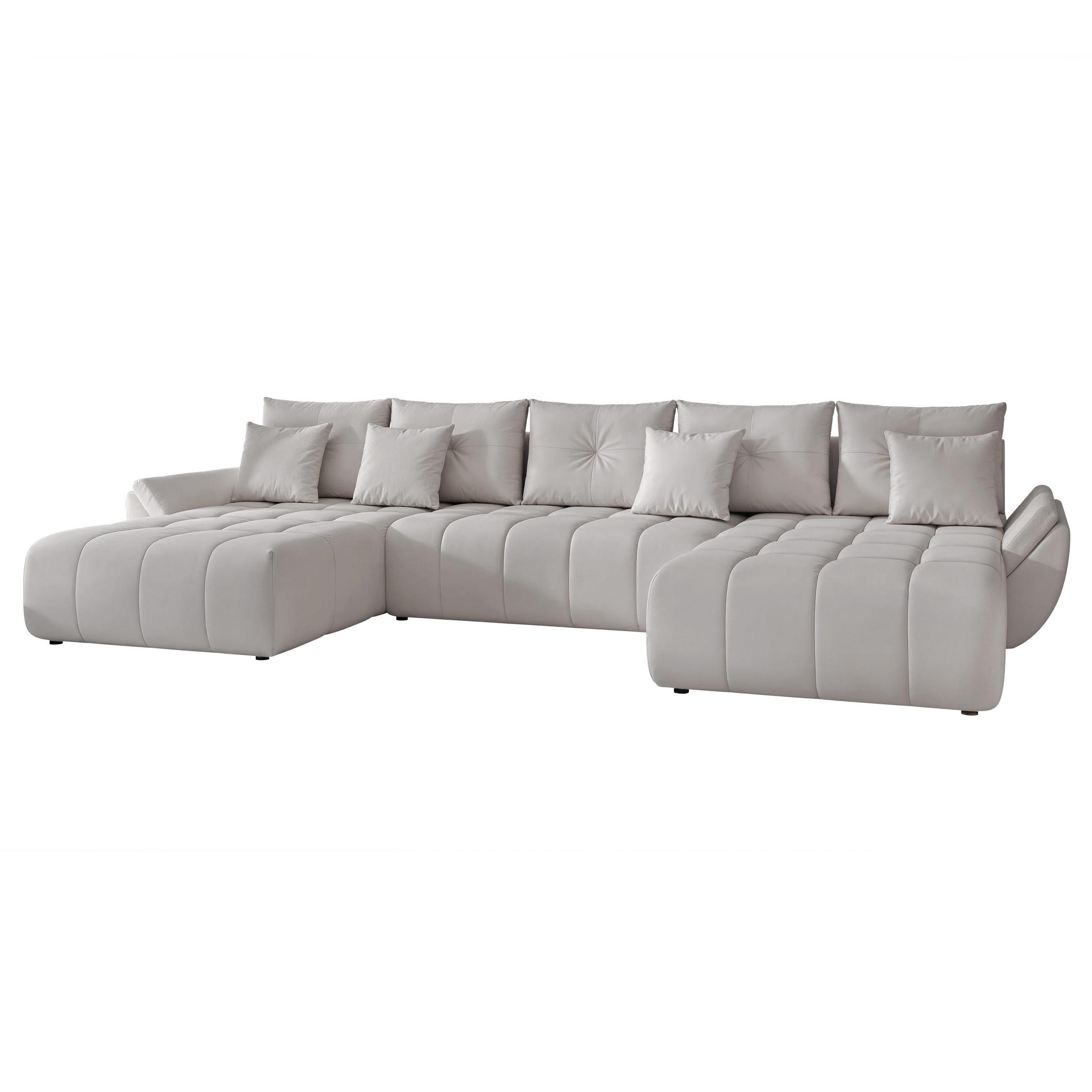 WOHNLANDSCHAFT DIEGO mit Schlaffunktion und Bettkasten Grau - Grau, Holzwerkstoff/Kunststoff (382/91/190cm) - Idohome
