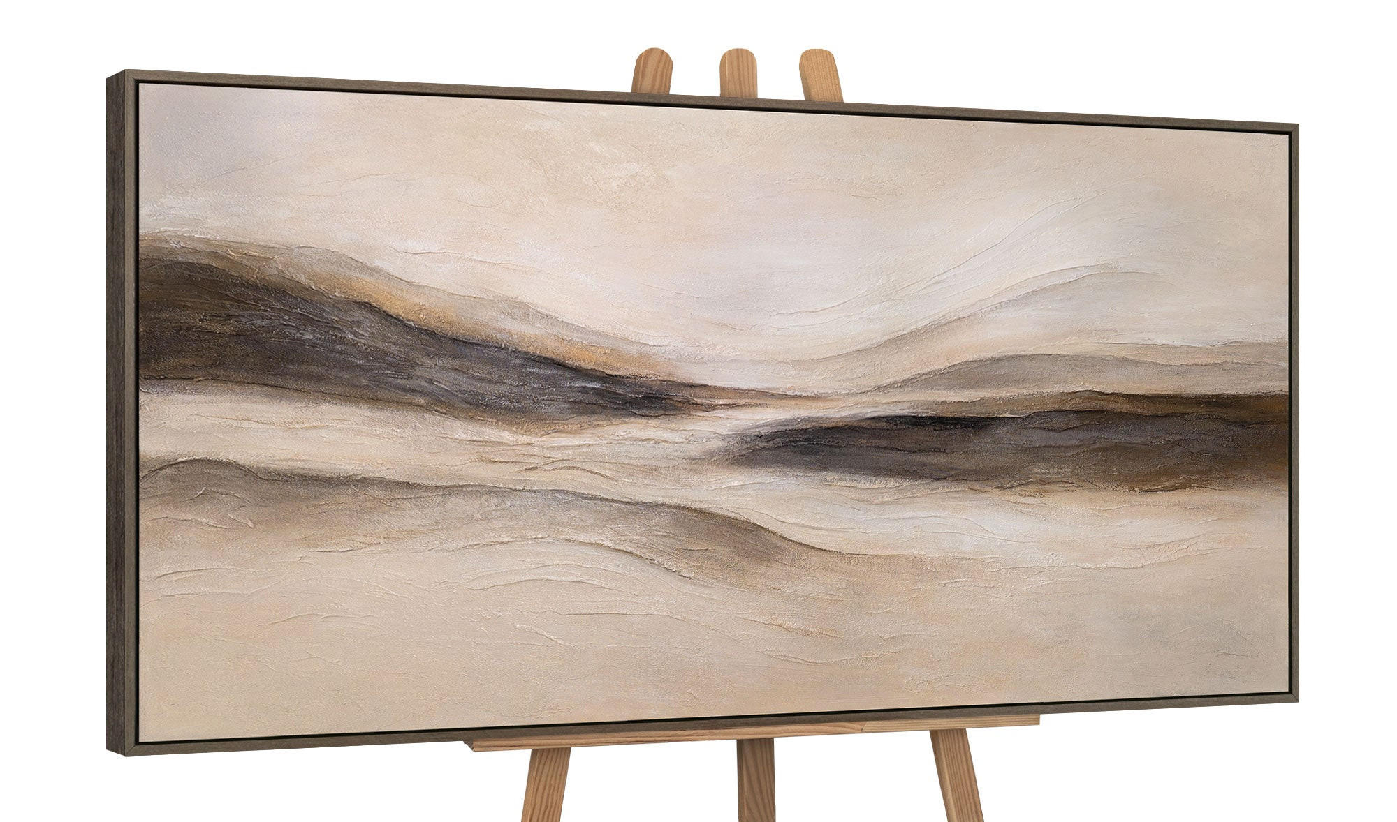GEMÄLDE Spuren des Windes Schattenfugenrahmen Grau 140x70 cm - Grau, Holz (140/70cm) - YS-art gallery