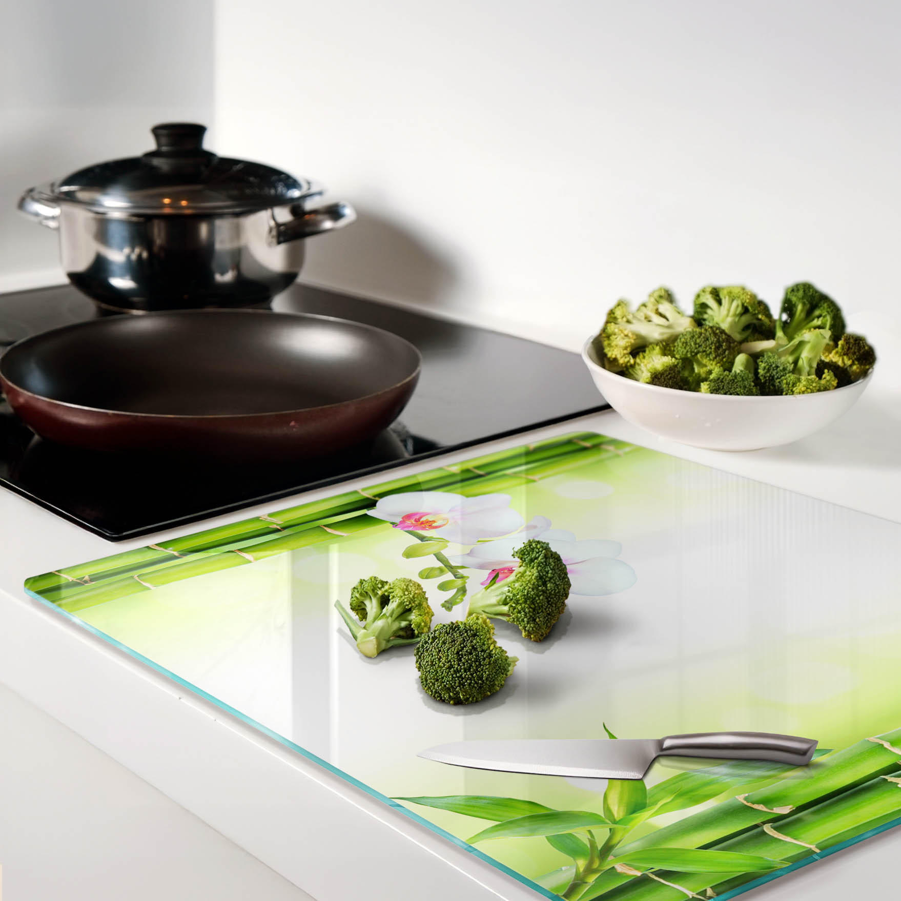 Thumbnail - Tulup Glasplatte, Grün, Glas, 60x0.4x52 cm, Küchen, Küchenelektrogeräte, Herde, Herdabdeckplatten