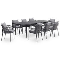 GARTENMÖBEL SET SUNNY 9er Set grau, schwarz - Grau, Metall - IDIMEX
