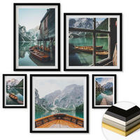 WANDBILDER 5er-Set - 50x50 cm & 20x30 cm & 40x60 cm Schwarzer Rahmen - Haus am Bergsee Łódź - Schwarz, Kunststoff (40/60cm) - ArtPrintCave
