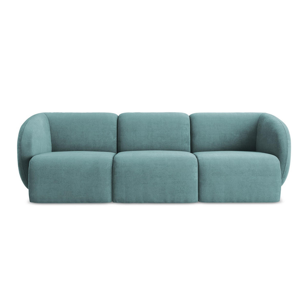 3-SITZER SOFA Chenille Stoff Blau - Blaugrau/Schwarz, Holzwerkstoff/Kunststoff (244/75/94cm) - LaMiaSofa