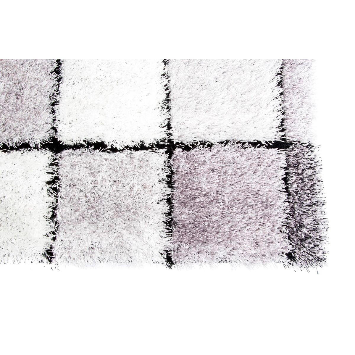 TEPPICH 160 x 230 x 2 cm Schwarz Polyester Weiß Kariert - Weiß, Kunststoff (160/230cm) - DKD Home Decor
