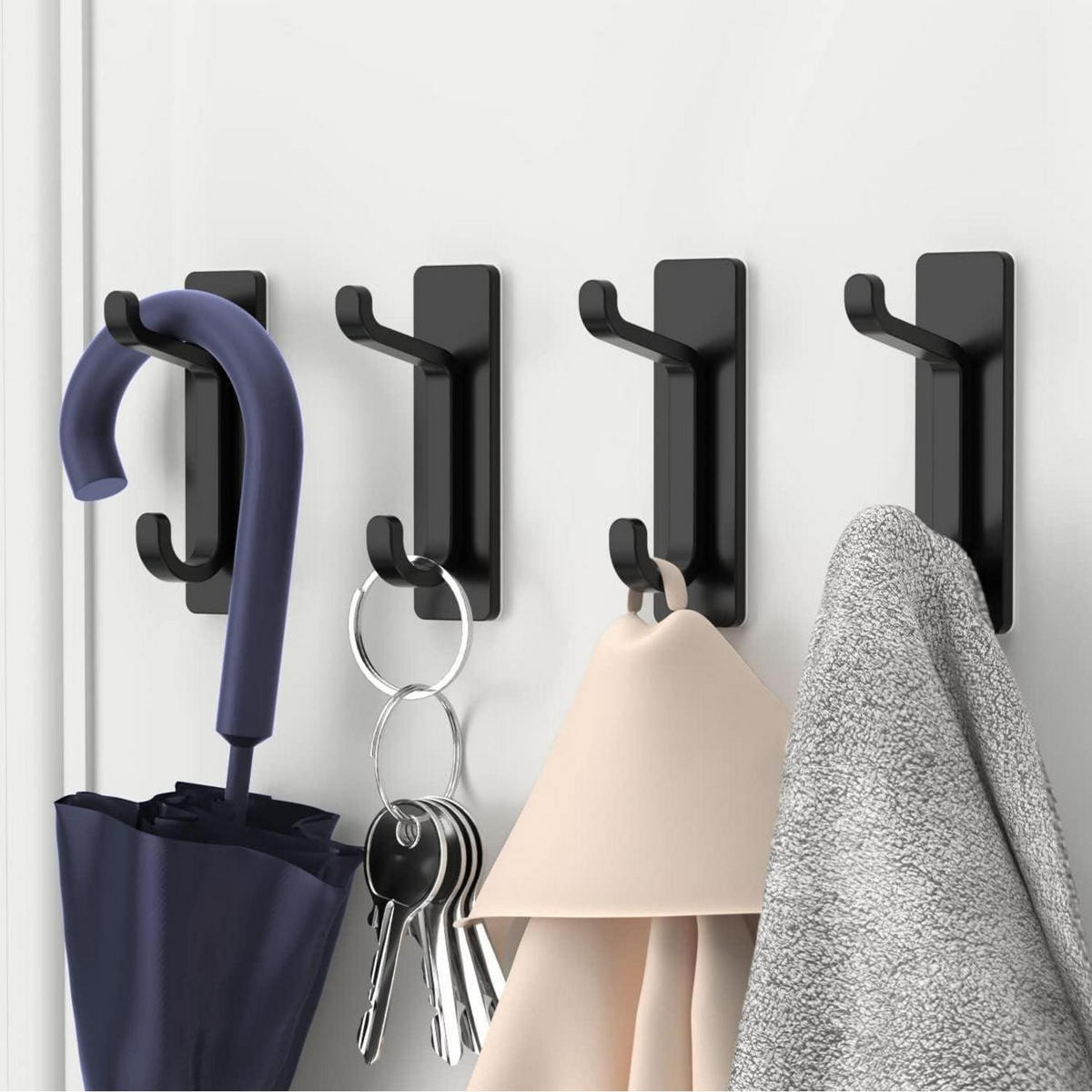 KLEBEHAKEN 12-teiliges Set Schwarz - Schwarz, Metall (8.9/5.6/20.3cm)