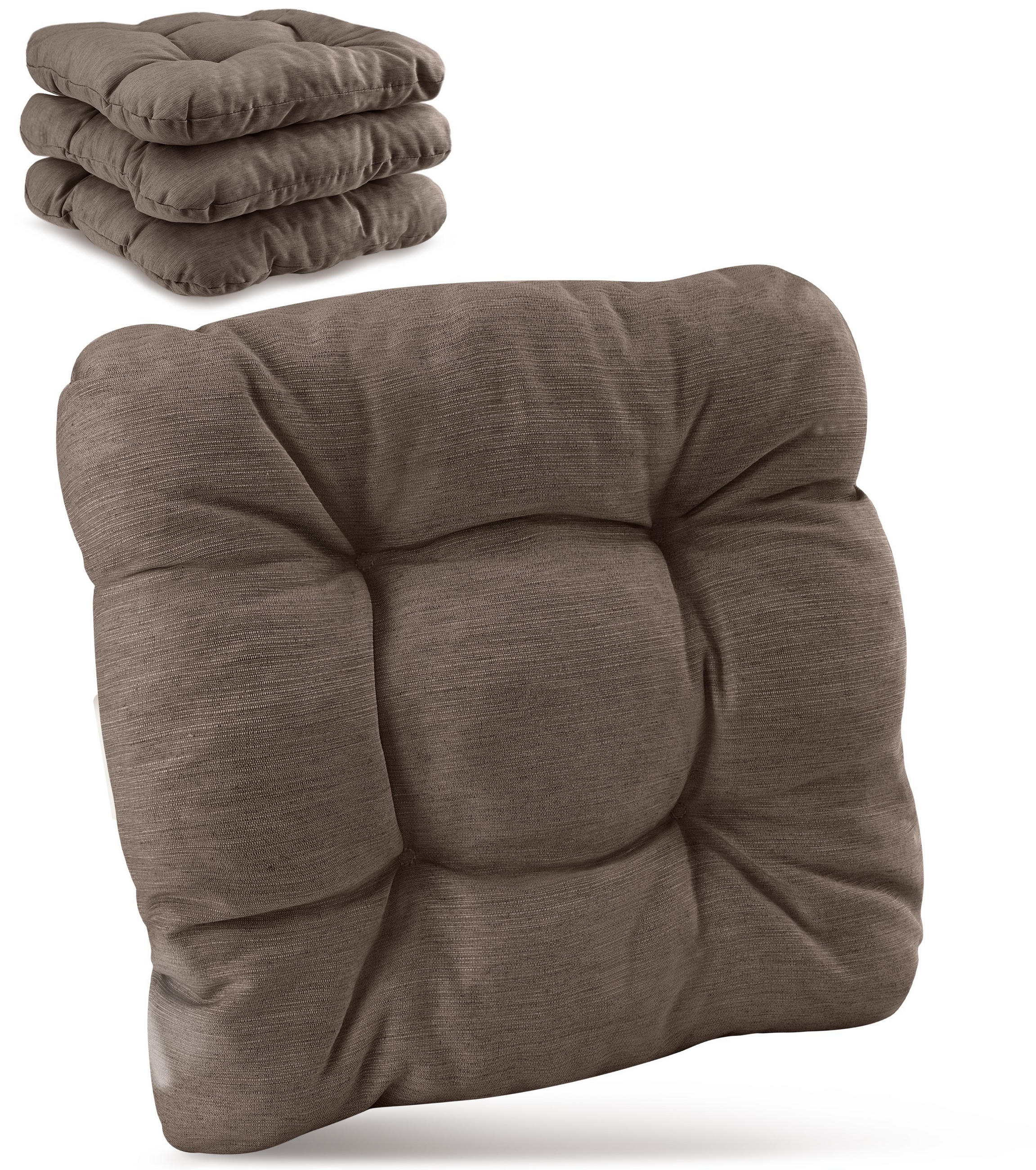 STUHLKISSEN HighLux SK 35/35/8cm Taupe (4tlg) - Taupe, Textil (35/35/32cm) - Beautissu 