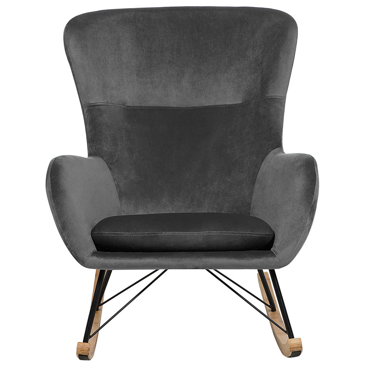 SCHAUKELSESSEL Samtstoff Dunkelgrau Ellan - Hellbraun/Schwarz, Textil (71/97/90cm) - Beliani