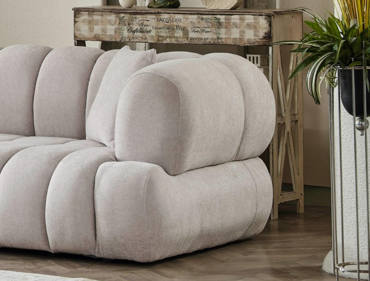 3 Sitzer SOFA Cloudy Samt Creme - Creme, Textil/Metall (250/80/110cm) - Villa Möbel