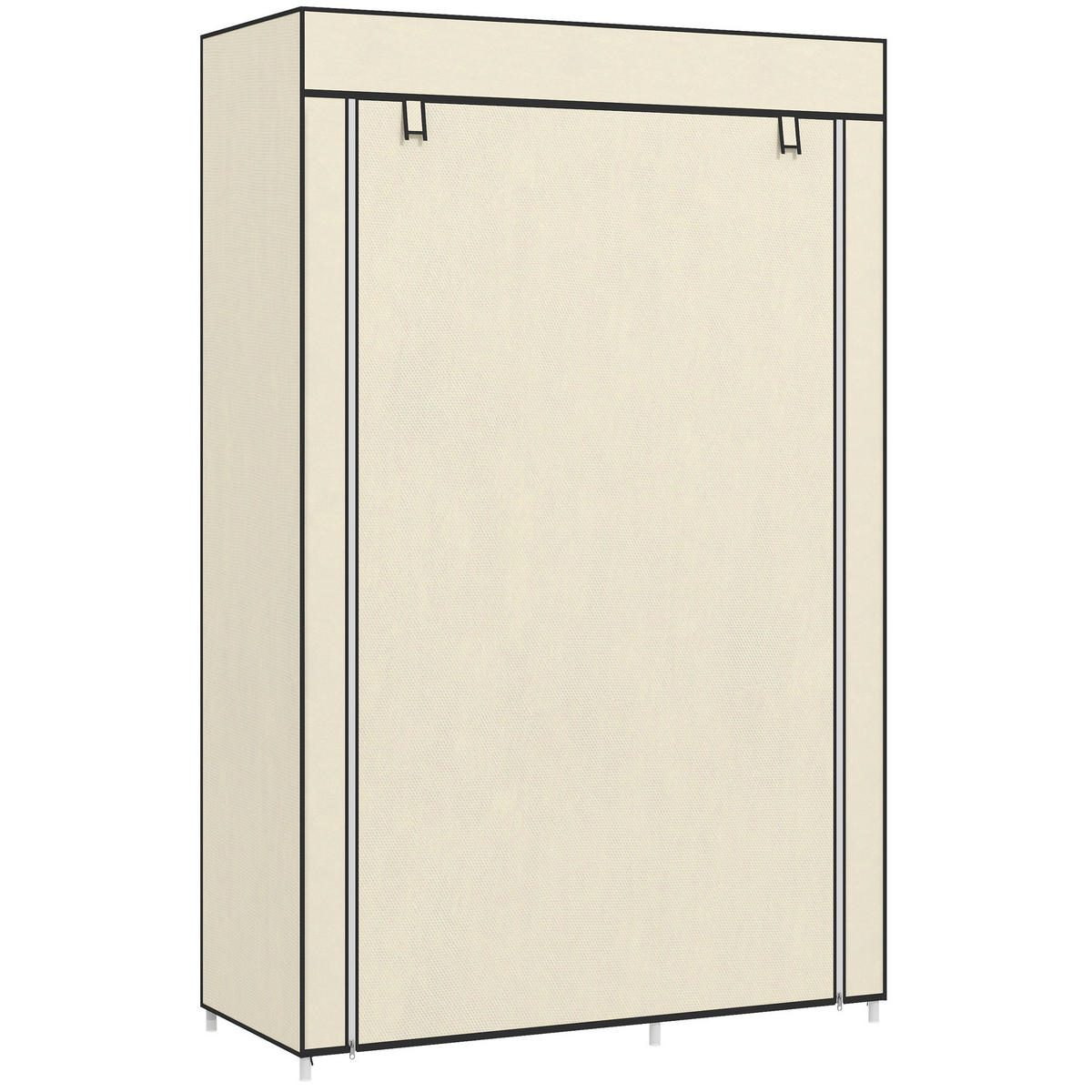 STOFFSCHRANK mit 6 Regalen und 1 Kleiderstange, praktische Aufbewahrungslösung in Beige für Kleidung - Creme, Metall (103/162.5/43cm)
