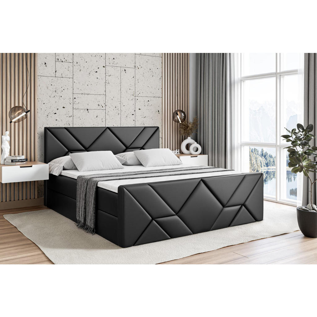 Thumbnail - Altdecor Boxbett, Schwarz Hochglanz, Holzwerkstoff, Höhe ca. 20 cm, 180x200 cm, Schlafzimmer, Betten, Boxspringbetten