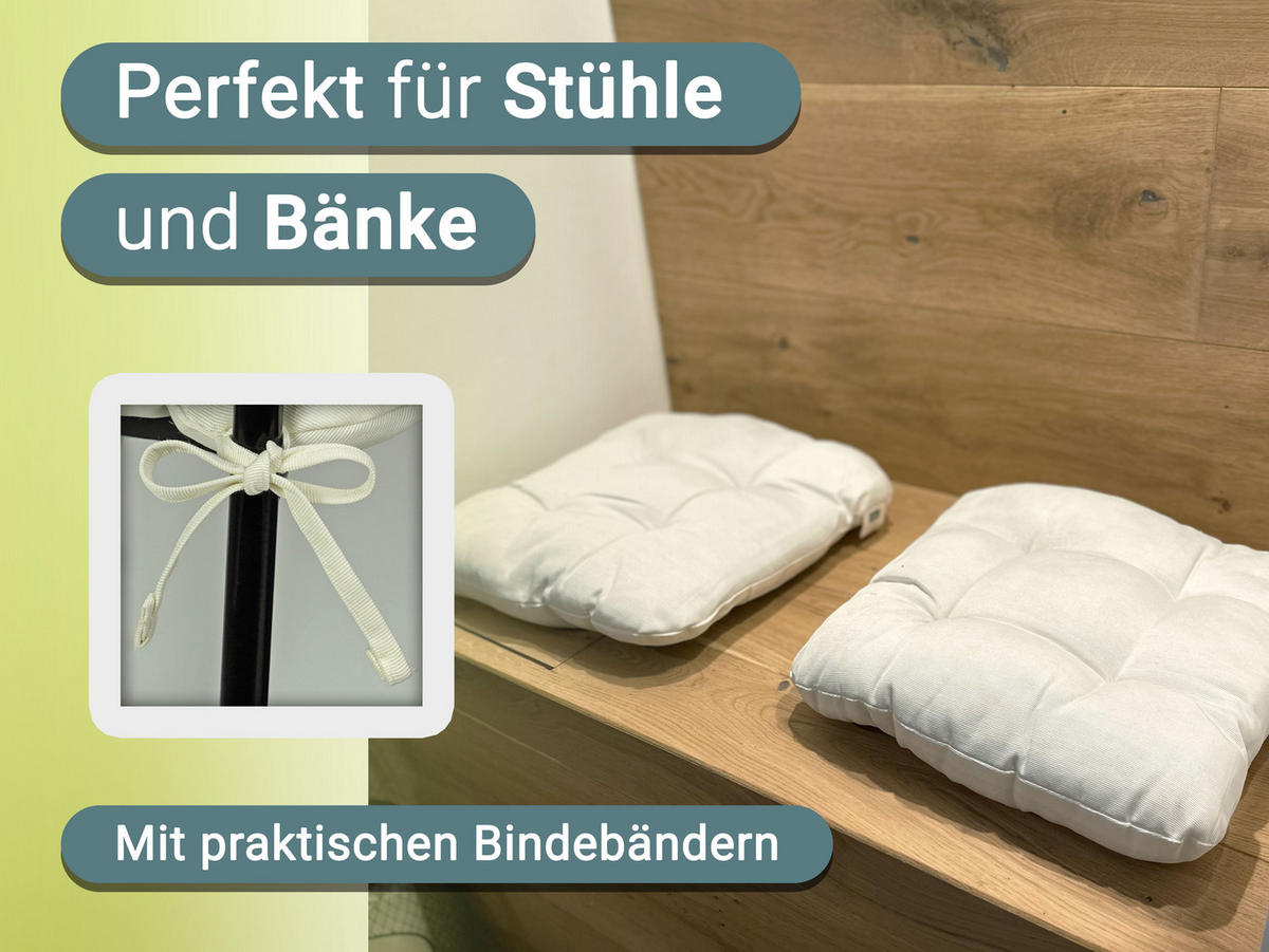 STUHLKISSEN, 4er-Set, 55% Baumwolle, 45% Polyester - Creme, Textil (38/38/6cm) - Zollner