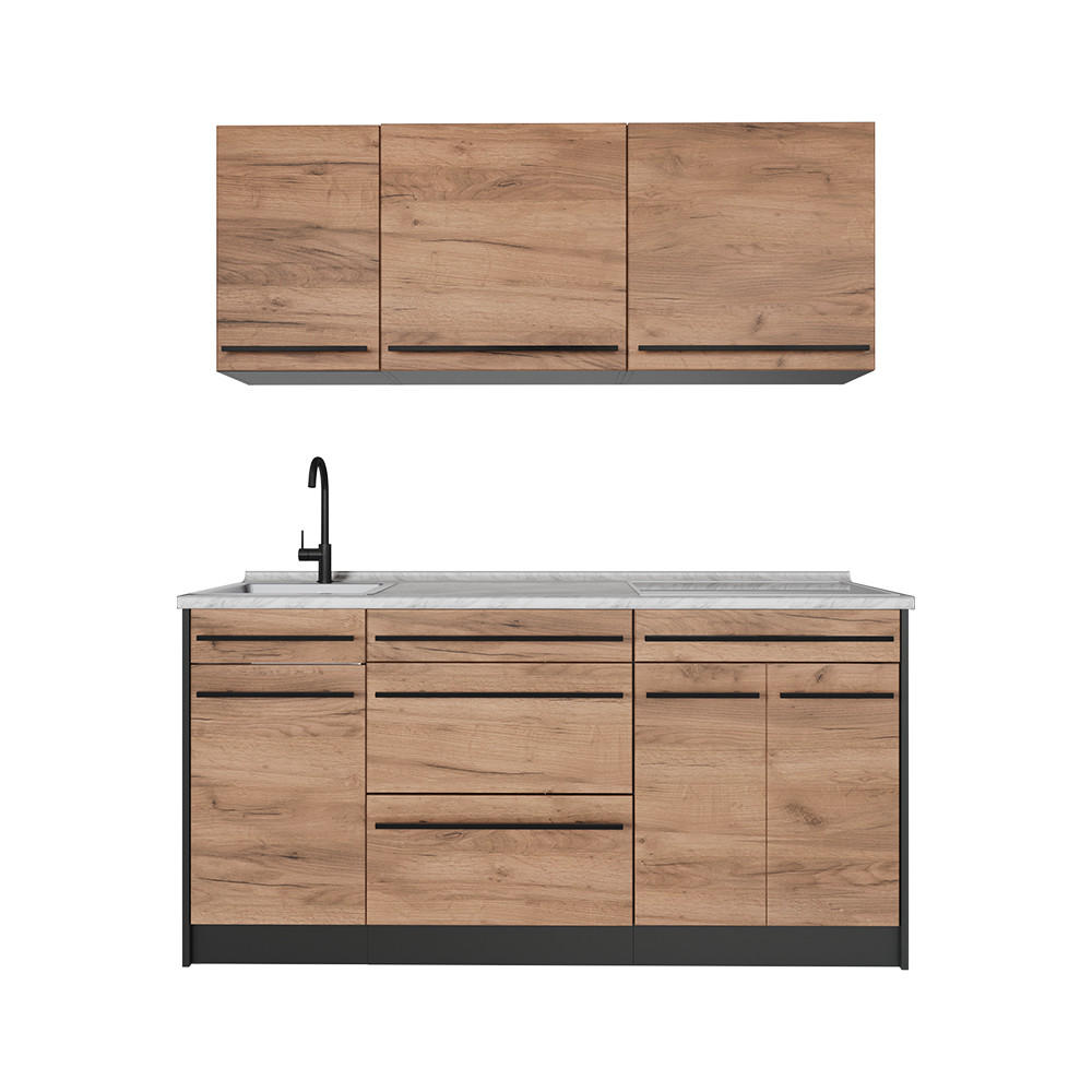 Vicco Singleküche Honigeiche, Anthrazit 160x81.6x60 cm