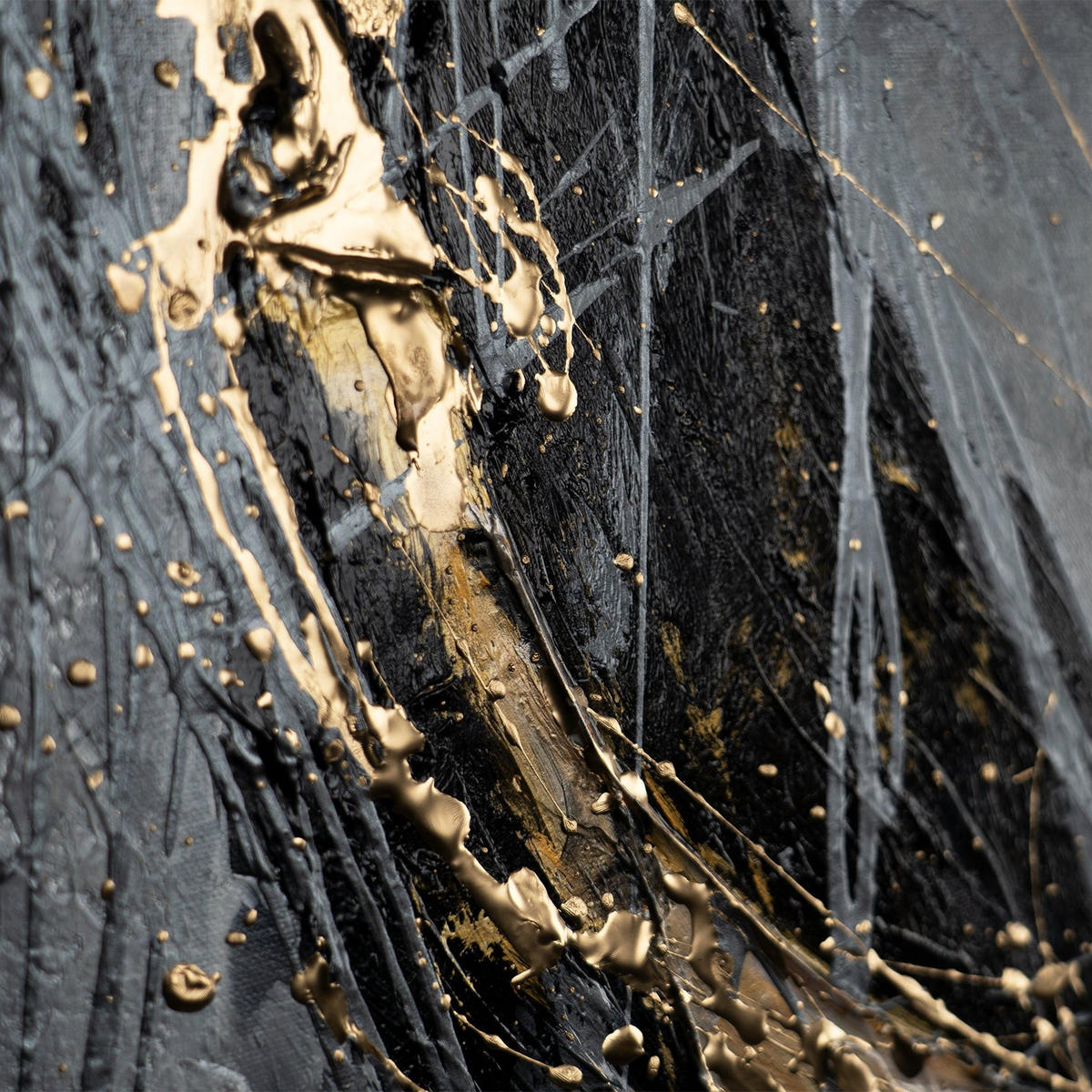 GEMÄLDE Goldener Strich Schattenfugenrahmen Schwarz 60x40 cm - Schwarz, Holz (60/40cm) - YS-art gallery