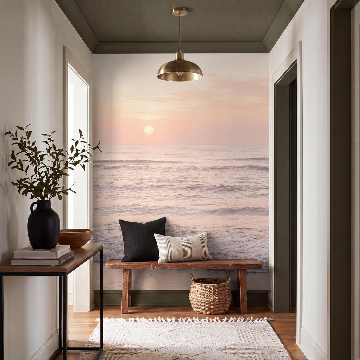 TAPETE - Sonne - Strand - Rosa - 160x220 cm - Hellrosa, Papier (160/220cm) - OnlyWow