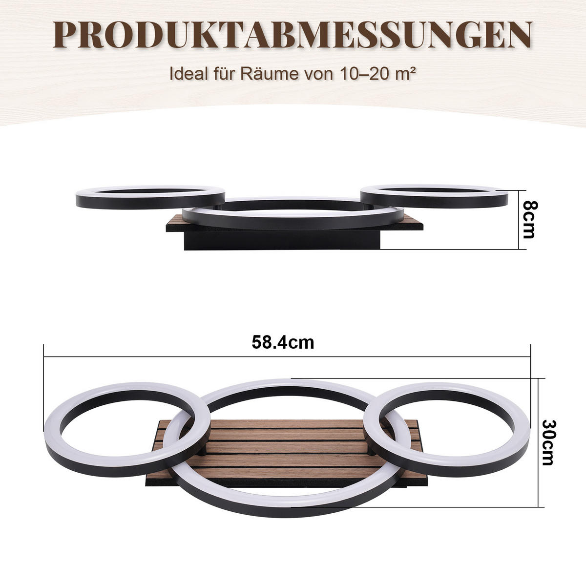 LED DECKENLEUCHTE Krellis 58.4/30/8 cm - Schwarz, Kunststoff/Metall (58.4/30/8cm) - ZMH