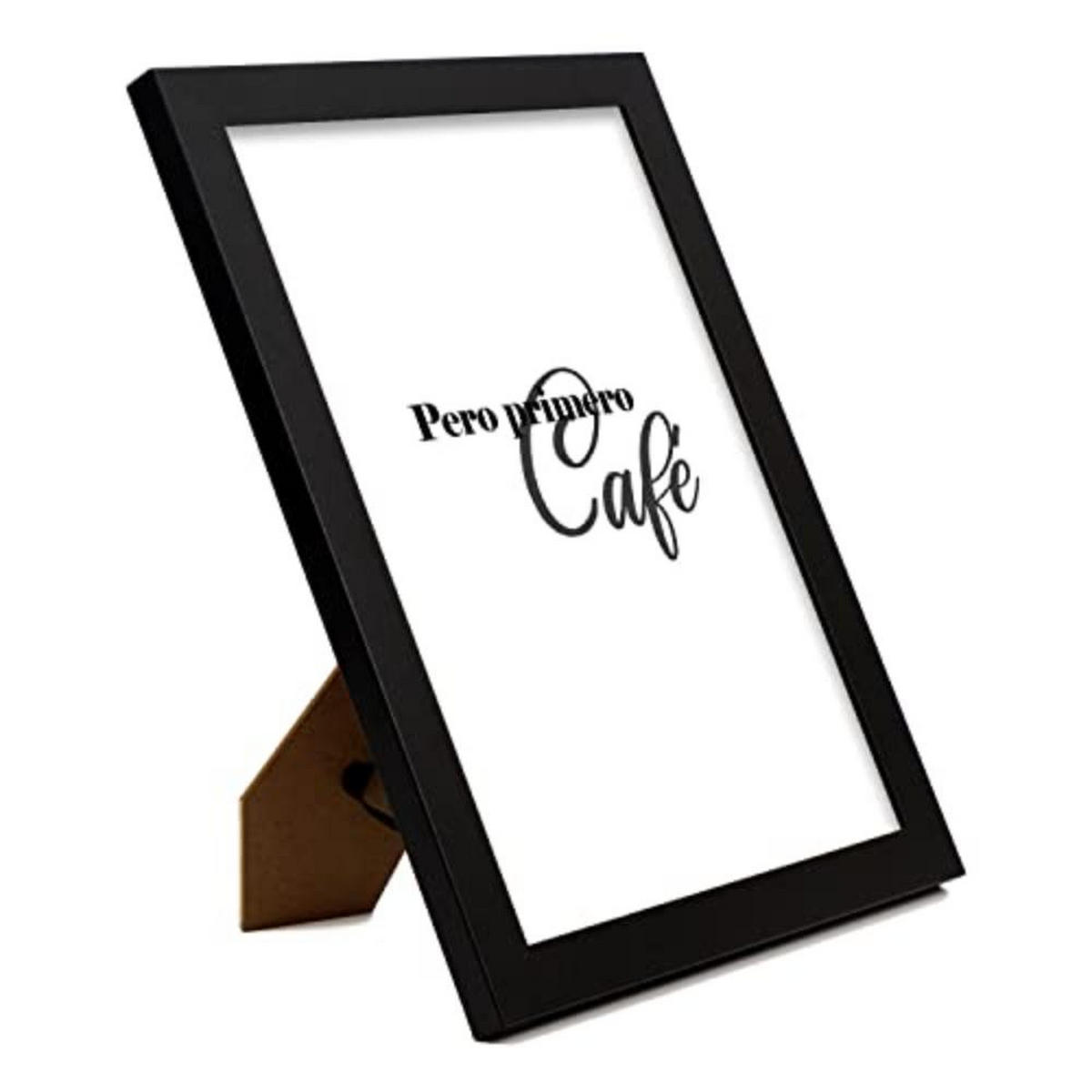 POSTER Set mit 4 Kaffee TypografieStil A4 Schwarzer Rahmen - Schwarz, Papier (29.7/3cm) - Nacnic