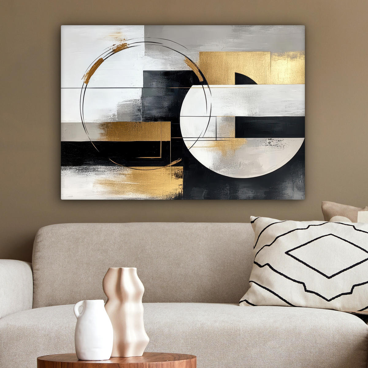 OBRAZ NA PLÁTNE Abstraktné - Zlato - Striebro - Tvary - Estetické 80x60 cm - viacfarebná, textil (80/60cm) - MuchoWow