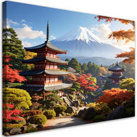 BILD auf Leinwand, Berg Fuji japanische Landschaft Natur - Multicolor, Textil (90/60cm) - Feeby