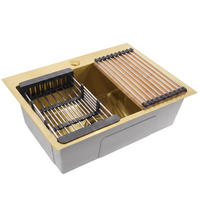 STAHLSPÜLE Mit 3-teiligem Zubehörset Rea Liam Brush Gold - Goldfarben, Metall (45/18.5/58cm) - REA