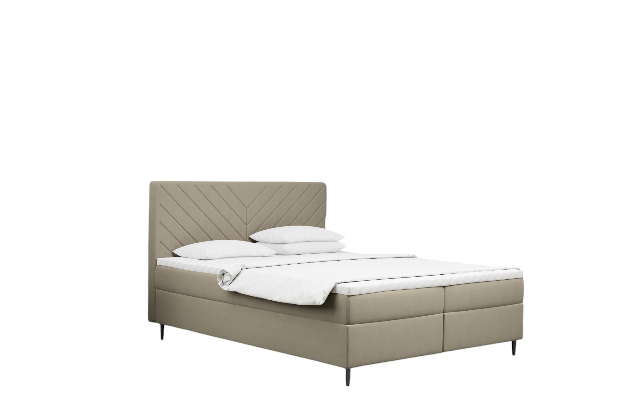 Kaiser Möbel KONTINENTÁLNÍ POSTEL s úložným prostorem, matrací a topperem RUGIA tkanina Velvet Béžová 180x200 cm H2-Pocket