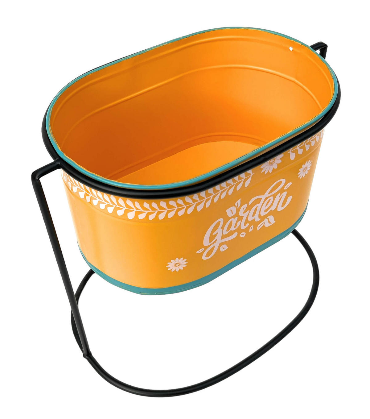 BLUMENHOCKER mit Topf Metall Orange Oval 30 cm - Orange, Metall (34/30/25cm) - DanDiBo