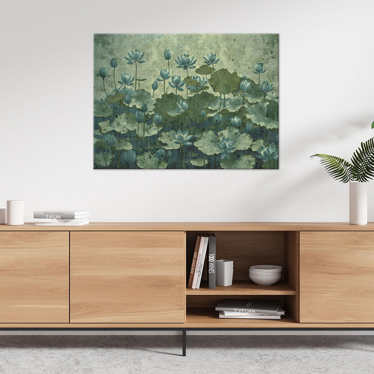 WANDBILD blühende grüne seerosen - Grün, Textil (60/40cm) - Feeby