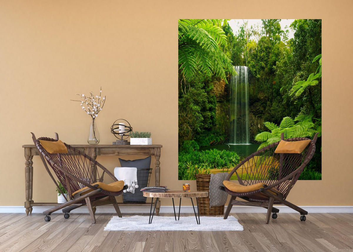 FOTOTAPETE Wasserfall 180 x 202 cm - Grün, Papier (180/202cm) - Sanders & Sanders