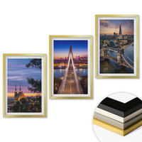 WANDBILDER 3er Set - 40x60 cm Goldrahmen - Ausblicke auf Brücken und Sonnenuntergänge - Goldfarben, Kunststoff (40/60cm) - ArtPrintCave