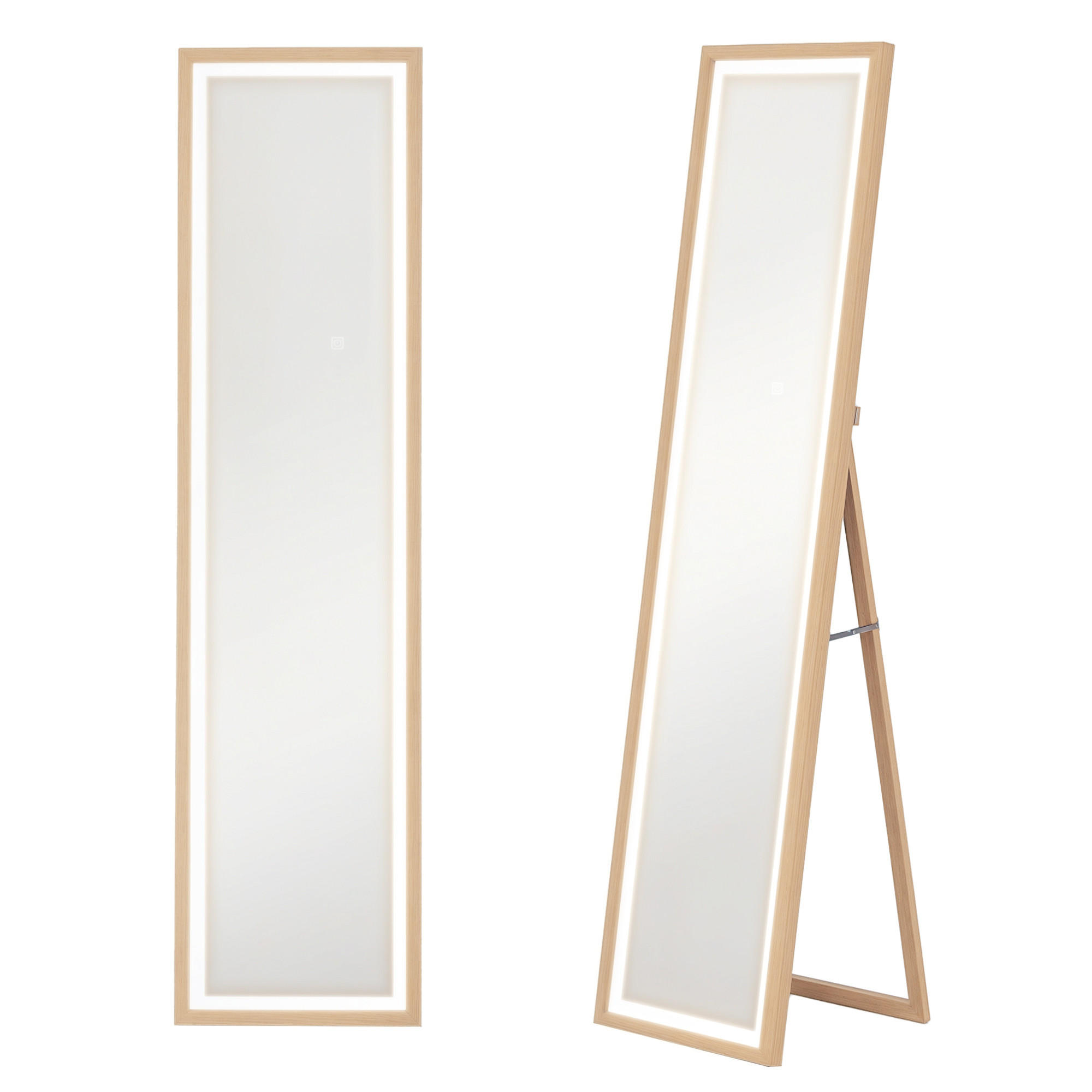 STANDSPIEGEL DE-17922 40x160 cm mit 3-farbiger LED & Memoryfunktion Eiche - Eichefarben, Glas (40/160/5cm) - ComfortXL