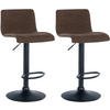 BARHOCKER 2er Set Stoff braun - Schwarz/Braun, Textil/Metall (39/84/36cm) - CLP